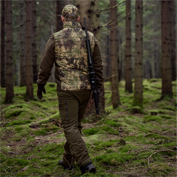 2026 Harkila Männer Hirsch Jäger Camo Reversible Packbare Weste 1201150 - Willow Green / AXIS MSPForest